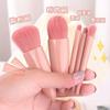 Portable Makeup Brush Set Multifunctional Set Mirror Soft Hair Loose Powder Brush Blush Foundation Shadow Brushes 5pcs, Fluorescent Red