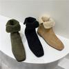 Autumn and Winter New Snow Boots Cotton Boots Women's Velvet Warm Square Head Suede Zipper Comfortable Casual Fashion Short Boots