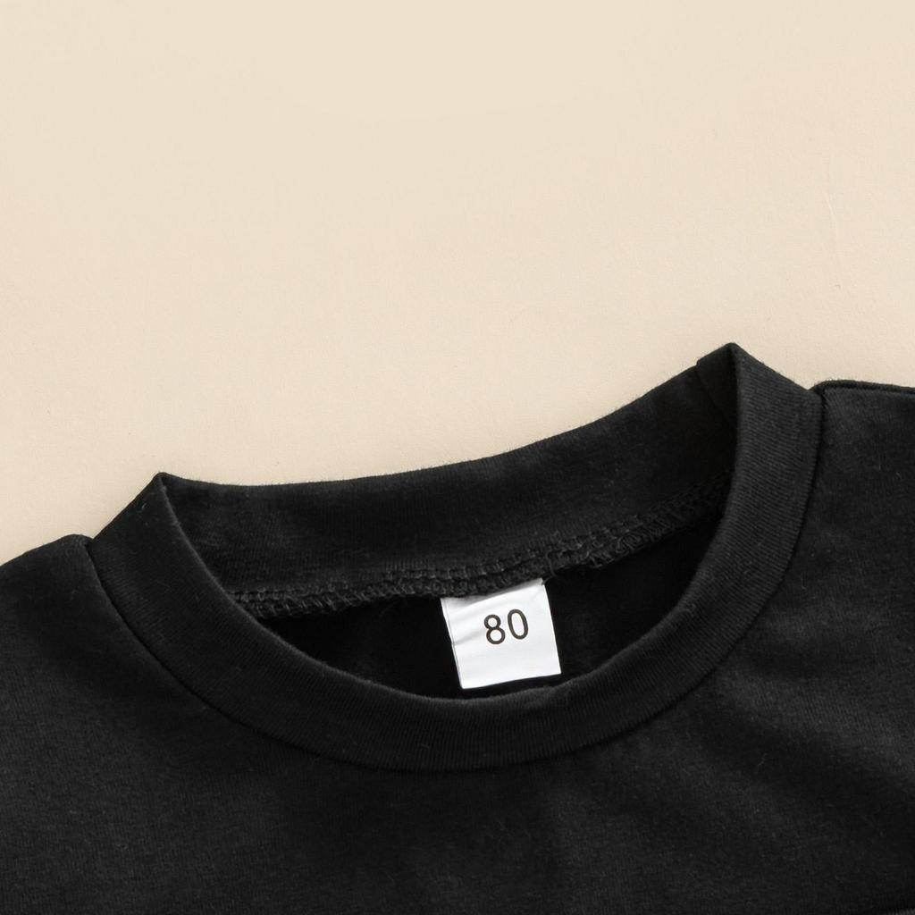 Комплект из 2 предметов для маленьких мальчиков, однотонная футболка с круглым вырезом и короткими рукавами, топ + рваные джинсы, комплект джинсовых брюк