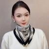 Magnetic buckle cotton and linen small square scarf silk scarf women's spring and autumn versatile neck protection scarf triangular scarf new warm sca