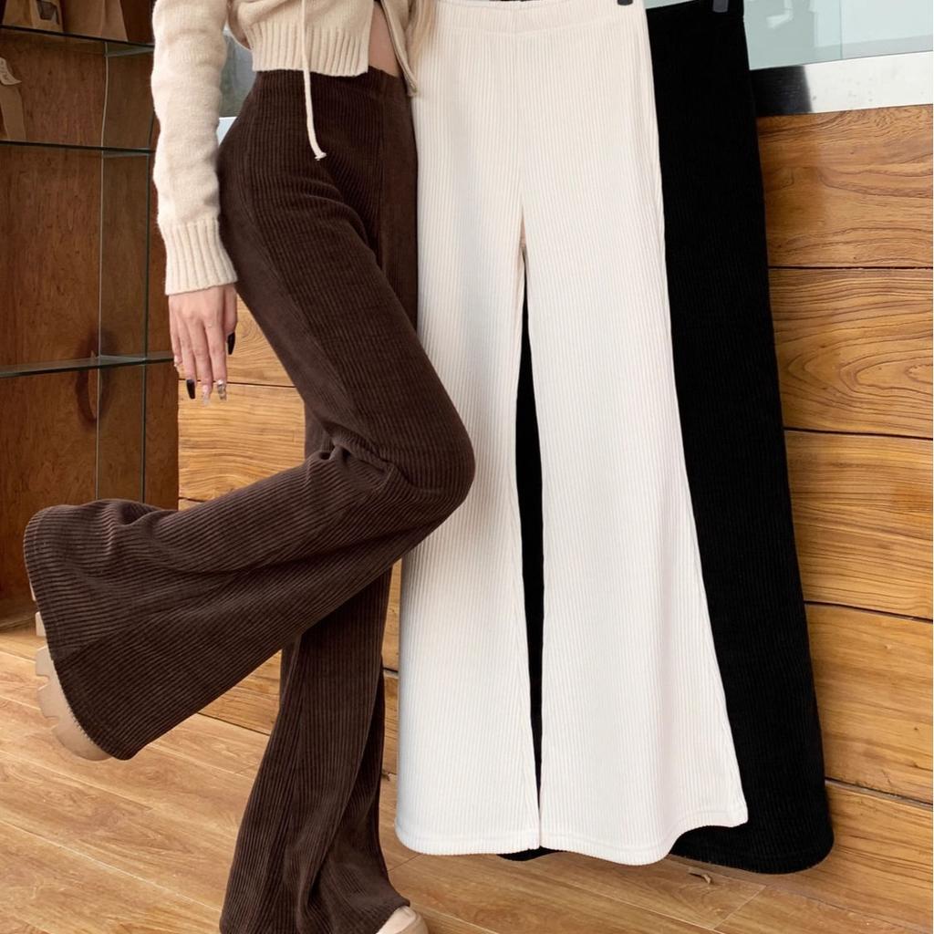 Corduroy Draped Bell-bottom Pants for Women In Autumn, Winter, Early Spring, New Retro High-waist Slim Casual Trousers