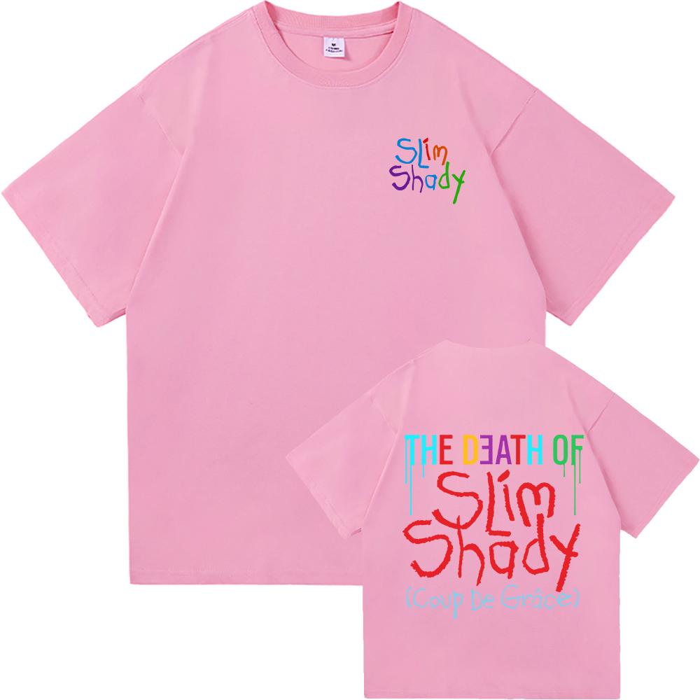 Eminem Футболка The Death of Slim Shady Новая Мода Мужская Хип-Хоп Футболка с Принтом Букв Унисекс Высокое Качество Ретро Хлопковые Футболки