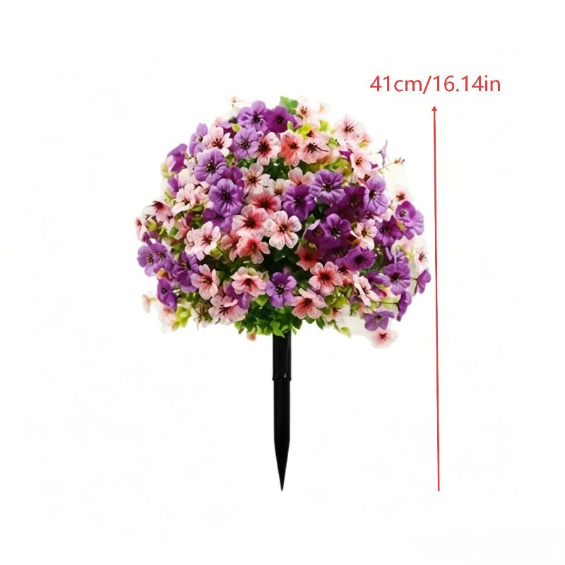 Artificial Violet Flower Stake Waterproof All Season Use Fake Flower Bush for Garden Yard Patio Porch Ornament