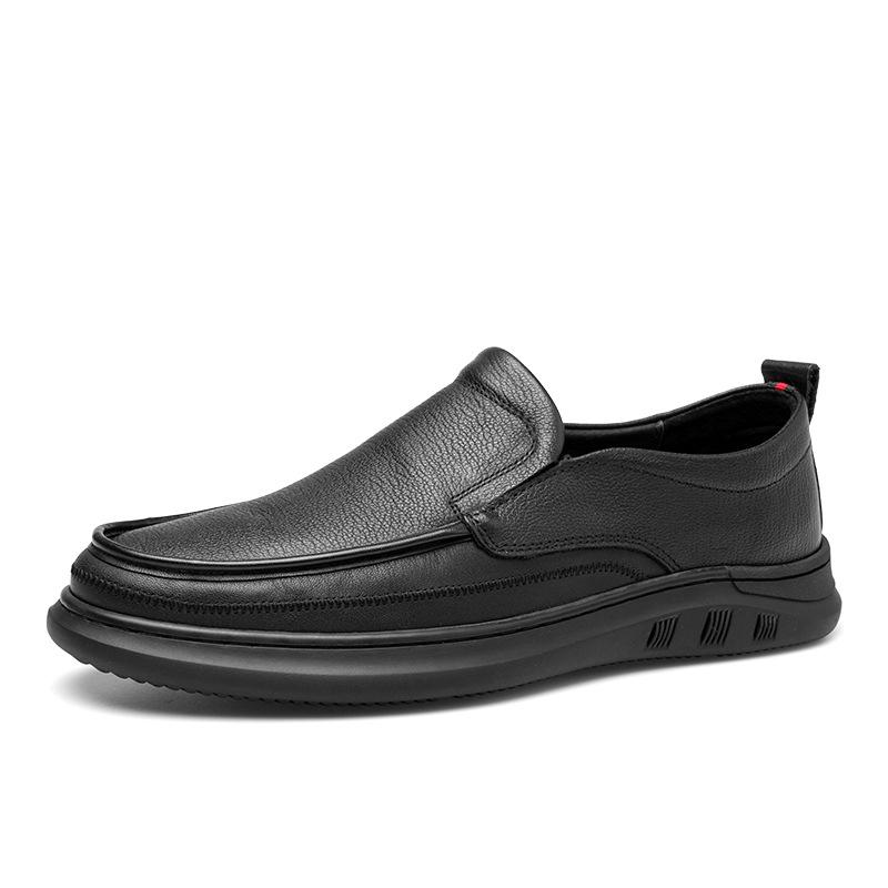 Genuine leather men's shoes 2025 summer new casual shoes punched hollow sandals versatile soft sole soft surface one pedal leather shoes