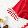 Christmas Kids Girls 2 Piece Outfit Spring Autumn Ruffle Flared Pants Fashion Set Striped Polka Dot For Baby Girl Holiday Valentine's Performance