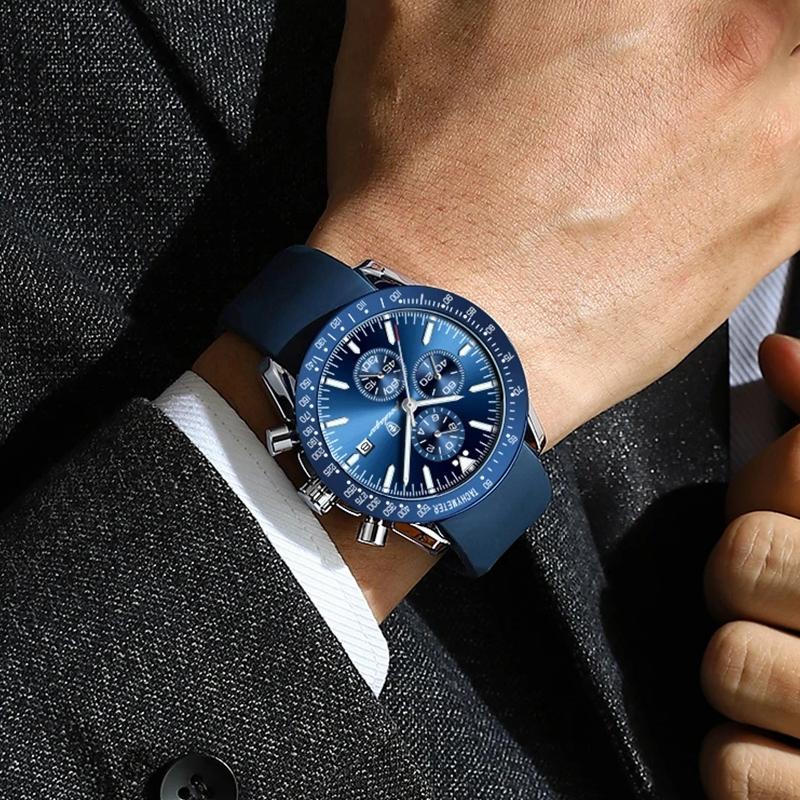 POEDAGAR Мужские часы, модные спортивные хронографы, силиконовые кварцевые часы, лучший бренд, роскошные водонепроницаемые, светящиеся мужские наручные часы с датой