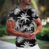 Summer Coconut Tree 3D Printed T-Shirt Streetwear Short Sleeve Round Neck Cool T-Shirt for Men Hawaiian Top