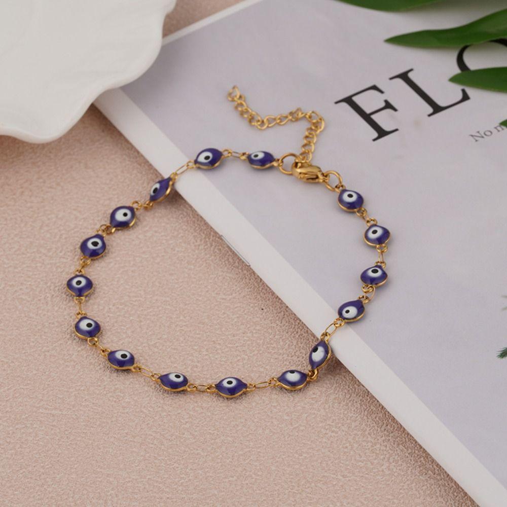 Friendship Turkish Unisex Demon Eye Bracelet Metal Lucky Women Bracelet Korean Style Hand Chain
