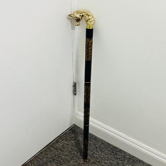 91.44 Cm Classic Equestrian Style Brass Horse Head Wooden Walking Stick