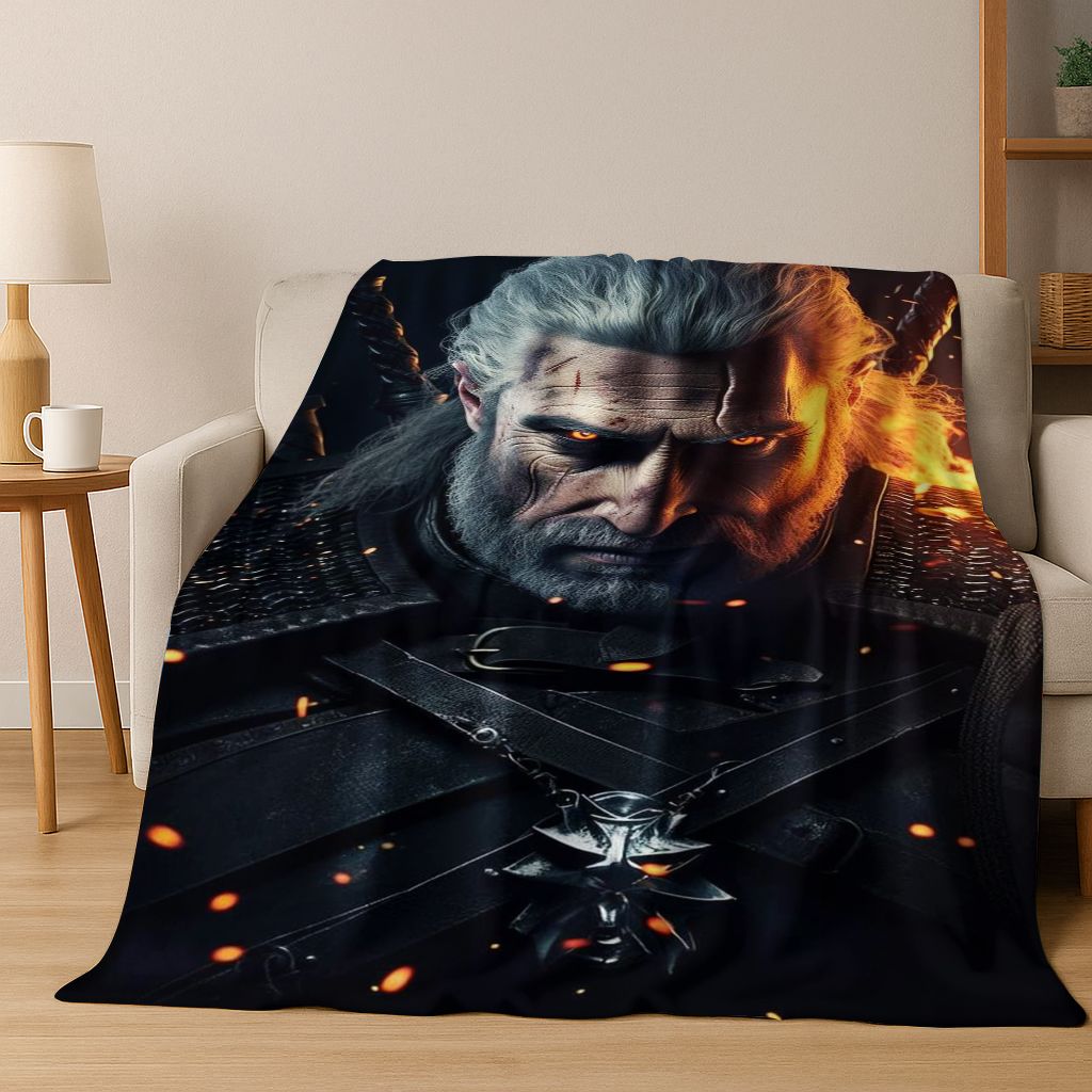 3D The W-Witcher Геральт Игры Мультяшное Фланелевое Одеяло, Теплое и Уютное Мягкое Плед для Дома Спальни Кровати Дивана Покрытие Детский Подарок
