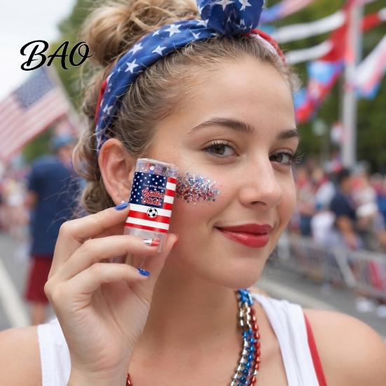 Glitter for Hair And Face Patriotic Stick, Red White Blue Star Paint Independence Day Day, Body Shimmer Crayon Festival Vibrant