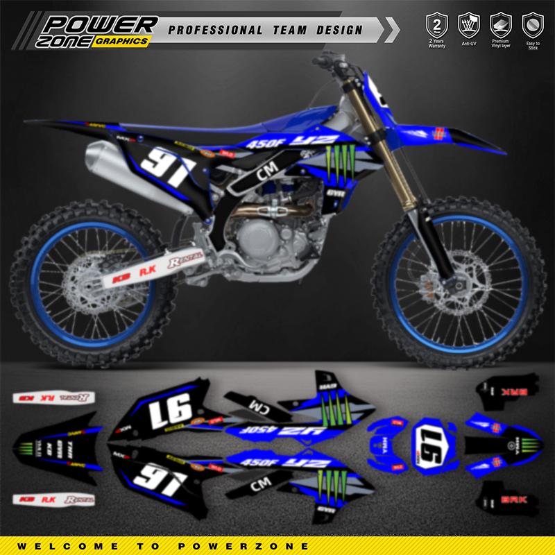PowerZone Custom Team Graphics Backgrounds Decals Stickers Kit For YAMAHA YZF250 2024-2026 YZF450 2023-2025 Motorcycle Decals 02