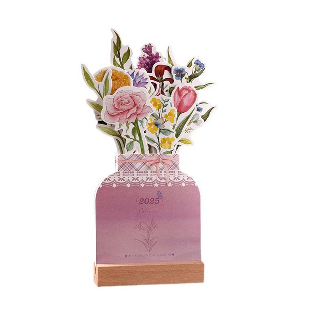 Декор офисного стола Цветущие цветы Настольный календарь Ваза Форма настольный перекидной календарь для школы и офиса