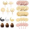 10PCS Golden Eid Mubarak Acrylic Cake Toppers Castle Moon CupCake Topper for Ramadan Islamic Muslim Festival Party Cake DIY Decoration KTY