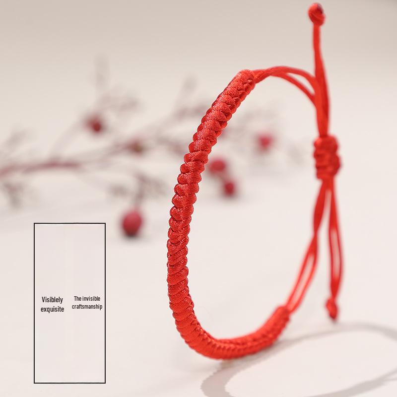 Регулируемый браслет из красной веревки с узлом из чистого бриллианта - дизайн со знаком зодиака унисекс