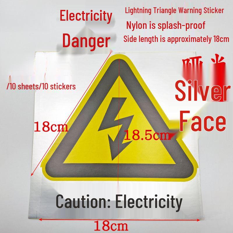PVC Outdoor Triangular Warning Sticker: Caution! Risk of Electric Shock