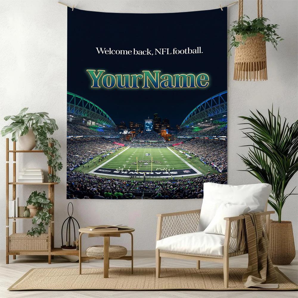 Seattle Seahawks Custom Your Name Wall Decor Tapestry Art For Pet Memorial Birthdaywedding Party Backdrop Family Gift