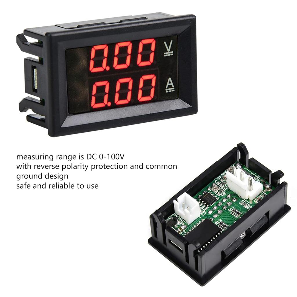 3 цифровых постоянного тока 0-100 В 50A/100A, вольтметр, амперметр, двойной светодиодный цифровой измеритель напряжения и тока, подсветка шрифта, красный, 10A