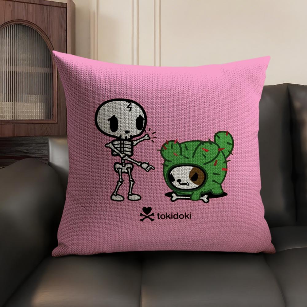 Japan Tokidoki Creative Pillow Case Natural Linen Organic Fabric Double-Sided Printing Sofa Home Decor Gift Cushion Cover