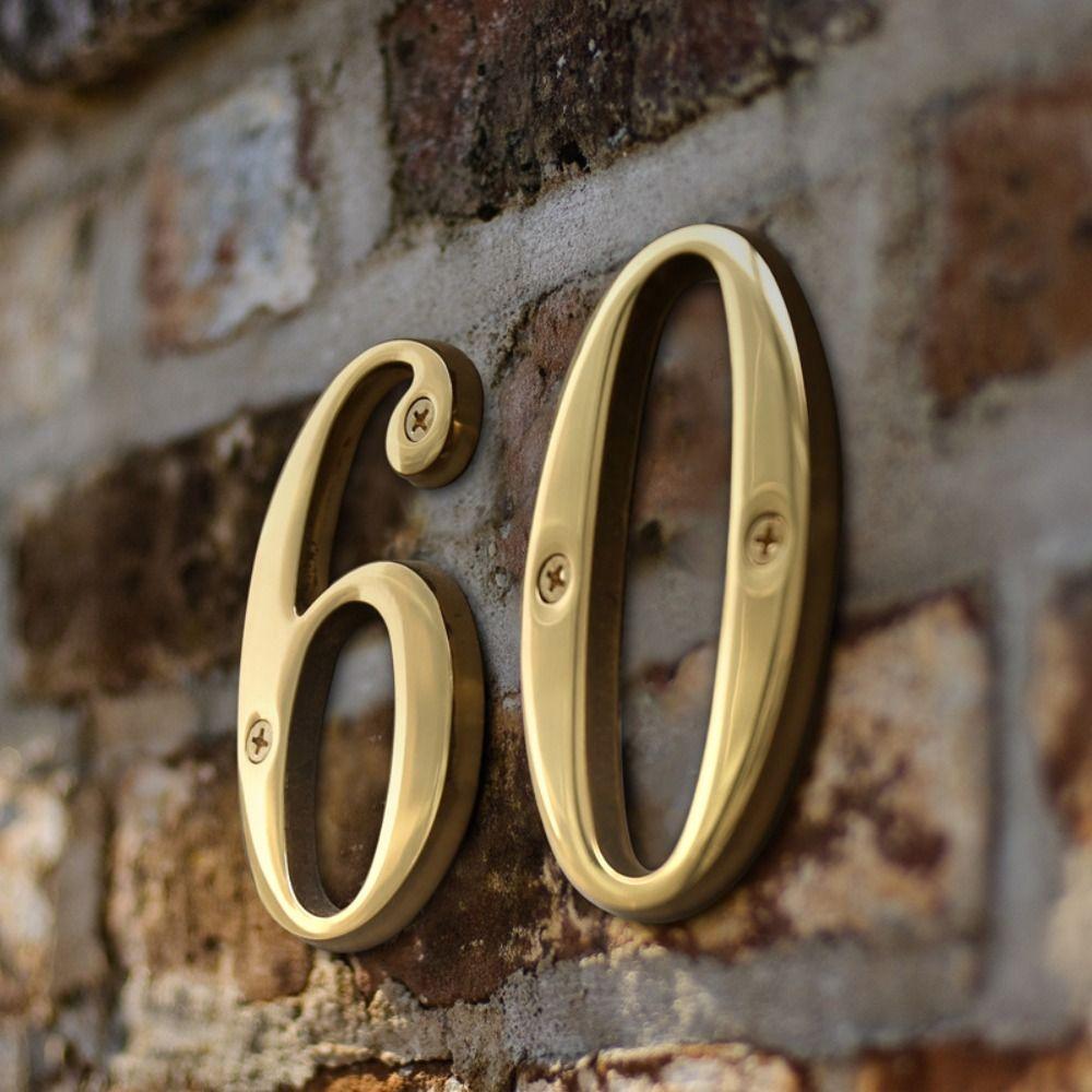Solid Brass Metal Address Sign 4 Inch Apartment Door Number Mailbox Address Sign Outdoor Use