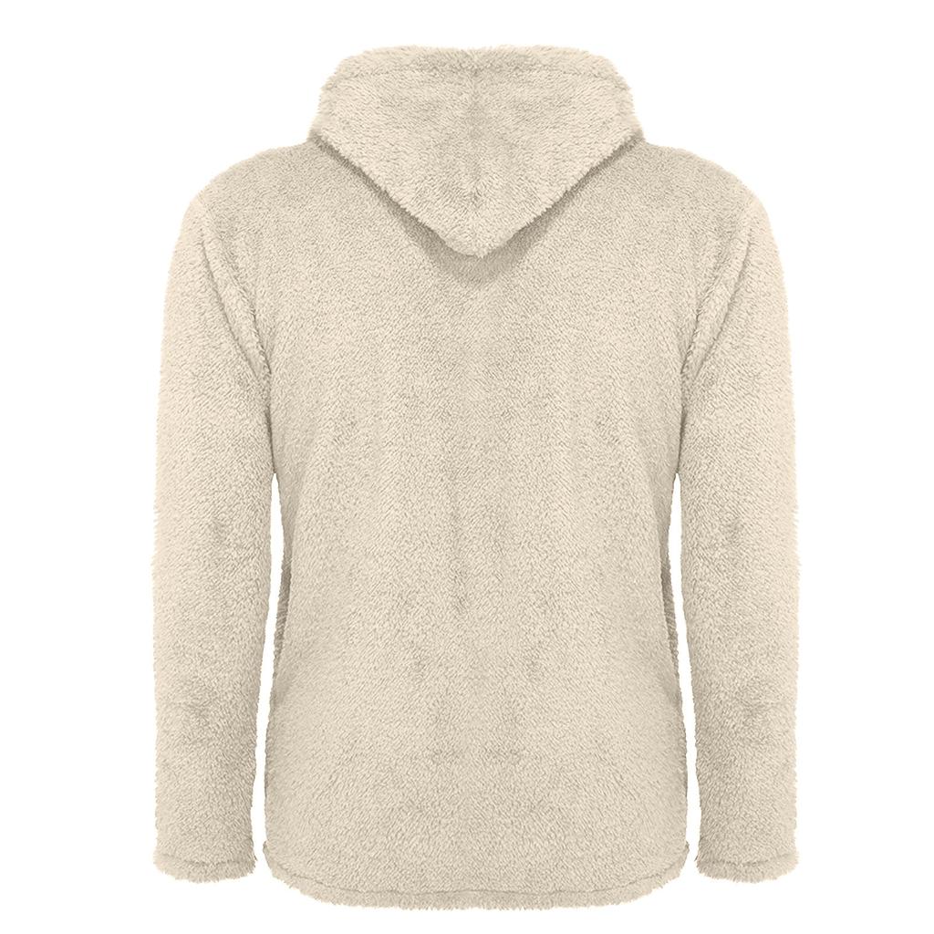 Мужская осенне-зимняя новая свободная повседневная плюшевая куртка чистого цвета с капюшоном