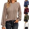 Long Sleeved Shirt Casual Women's Wear Splicing Round Neck Pleated Top Women's Shirt