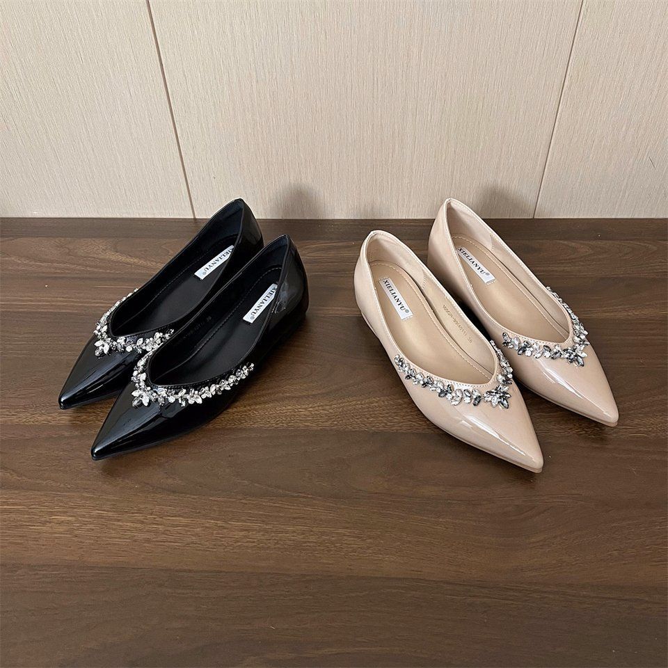 Черные универсальные туфли-лодочки с острым носом, на мягкой подошве со стразами и внутренней платформой, увеличивающей высоту, женские осенние новинки 2025 года