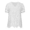Women T-shirt V-neck Short Sleeve Casual Tee Shirt Hollow Embroidery Lace Pullover Tops Streetwear