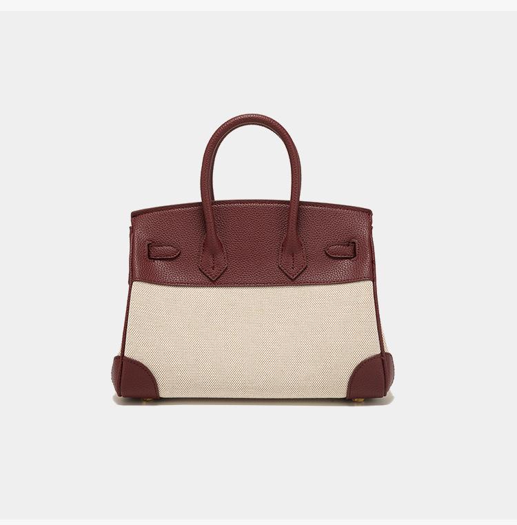 Весна 2025 г. Женская сумка через плечо из кожи и холста контрастного цвета