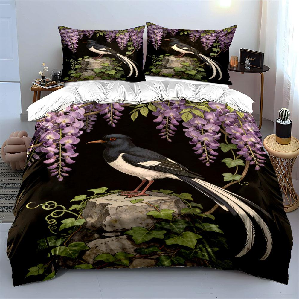 Bird, wisteria, ivy, rock. Bedding sets Duvet cover sets Duvet covers Pillowcases(1* Duvet Cover 2* Pillowcases without duvet insert)