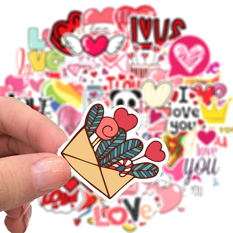 Hot Sale 50PCS LOVE Stickers For Notebook Laptop Pink Stickers Vintage Valentine's Day