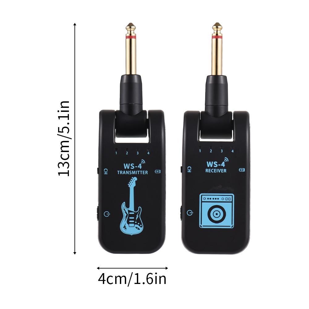 2.4G Wireless Guitar System Rechargeable Transmitter Receiver for Electric Guitar Bass Wind Instruments