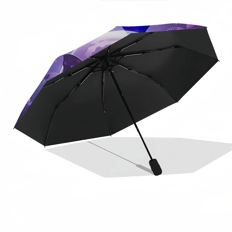 Butterfly Moon Automatic Folding Umbrella Compact 8 rib Design,Unique Style,Suitable for Everyday Outdoor Use,Perfect Gift for Friends