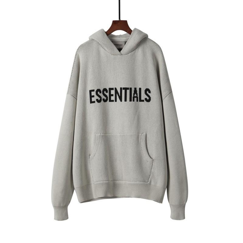 Unisex Oversized Hooded Sweatshirt With Letter Jacquard Knit Cotton Pullover Streetwear Casual Long Sleeve Top