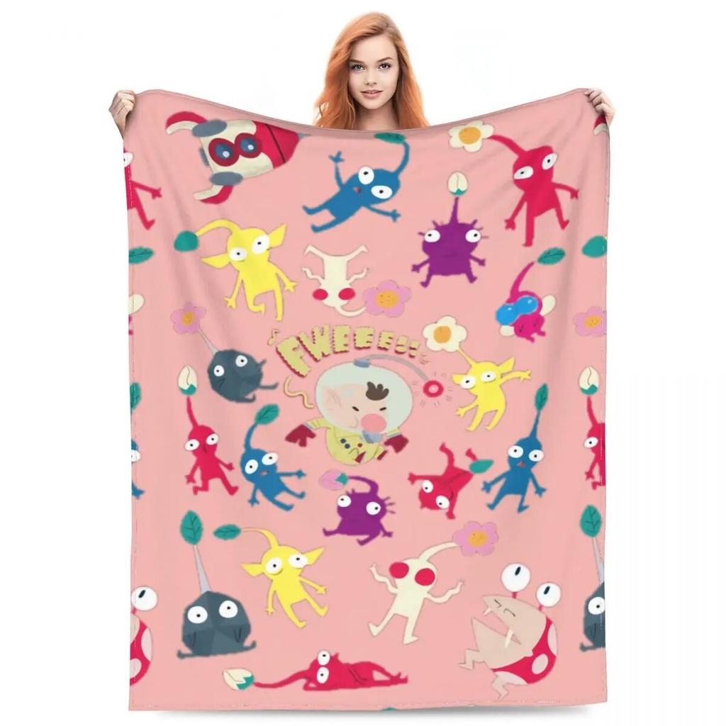 Multifunction Funny Pikmin Fweeee Blanket Accessories Home Decorative Throw Blankets Lightweight Thin Fleece for Couch