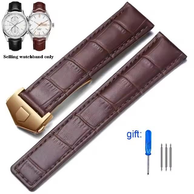 20 мм 22 мм 24 мм Ремешки для часов из натуральной кожи для серии Tag Heuer Эластичный водонепроницаемый ремешок из коровьей кожи Складная пряжка