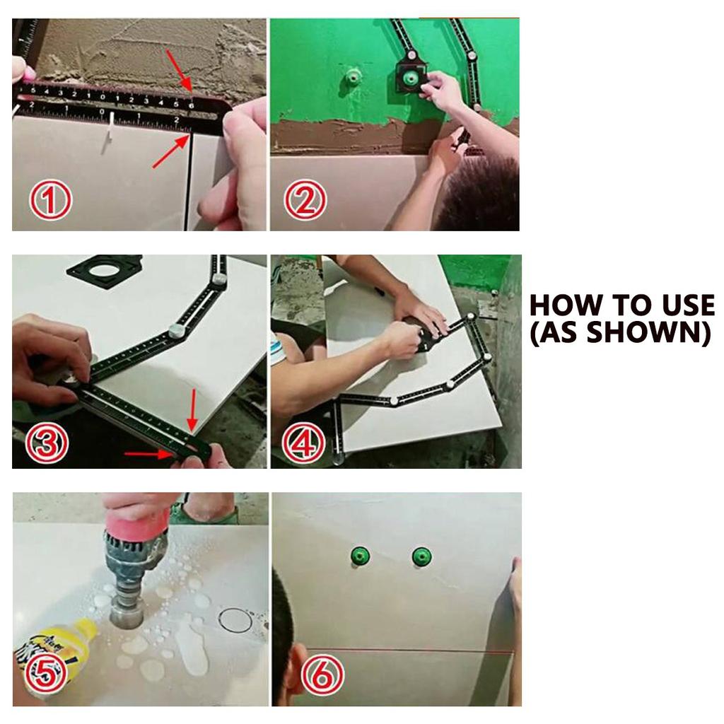 Локатор отверстий для керамической плитки Универсальный резак для отверстий с позиционирующей перфорацией Многофункциональный высокоточный кирпичный артефакт Шестикратная линейка