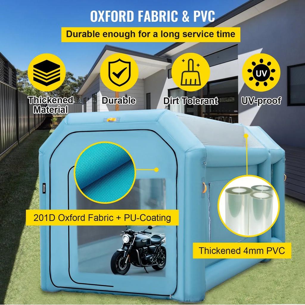 VEVOR Portable Inflatable Paint Booth, 396.24 x 243.8 x 243.8 cm Inflatable Spray Booth, Car Paint Tent w/ Air Filter System & 2 Blowers
