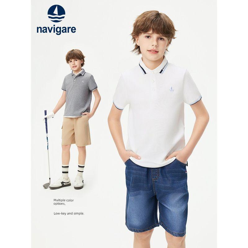 Navigare Italian Small Sailboat Kidsren's Polo Shirt 2026 Summer Thin Boys' Short-Sleeved T-Shirt Top