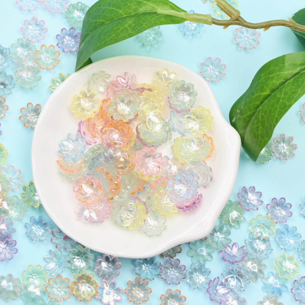 Creative Sun Flower Shape Acrylic Beads Handmade Bracelet Necklace Diy Loose Spacer Beads For Jewelry Making 9.5mm