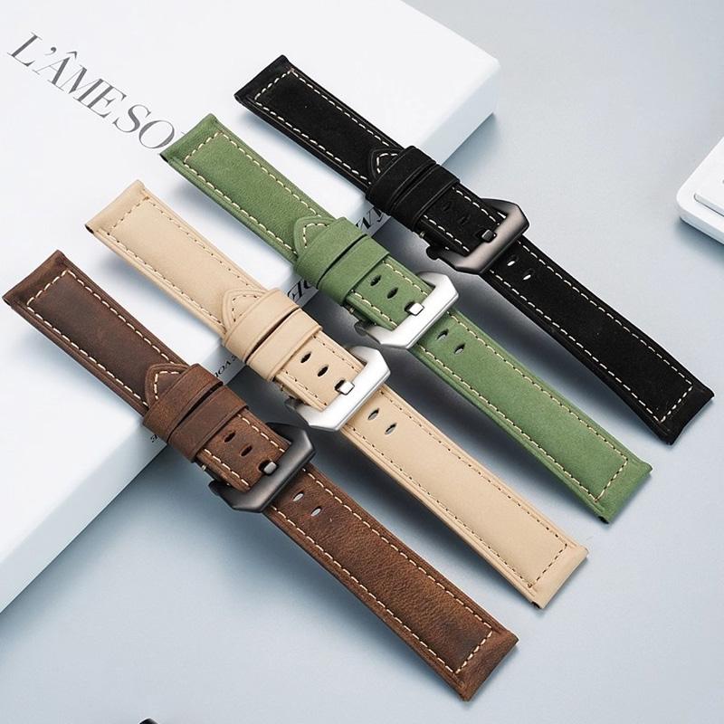 Расширенный матовый ремешок для часов из кожи Crazy Horse для Panerai Nishitetsu Seagull Мужской Ретро Универсальный 22MM 24MM ремешок Браслет