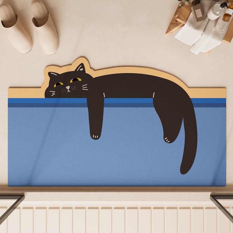 Cartoon Cute Fun Over The Wall Diatom Fine Mud Cushion Bathroom Rug Home Bathroom Mat Non-slip Mat Moisture-wicking Quick Dry Foot Mat