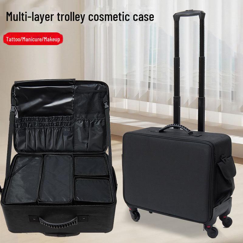 Large Capacity Portable Makeup Artist Trolley Case for Beauty and Nail Tools