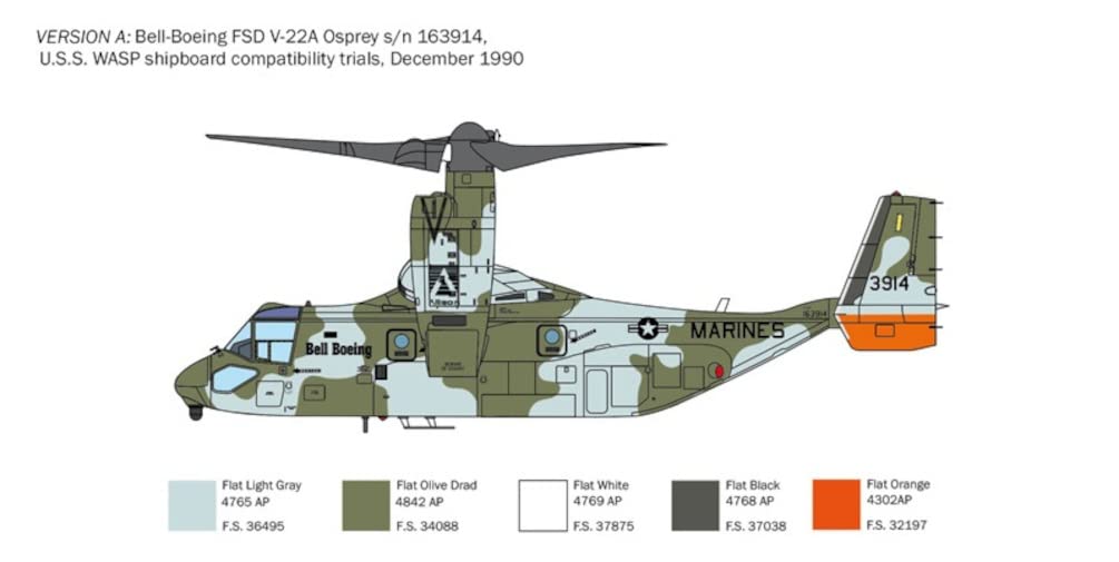 Italeri Tamiya Масштаб 1/72 Серия самолетов №. 1463 США. V-22A Osprey пластиковый набор 37194, отлитый в цвете