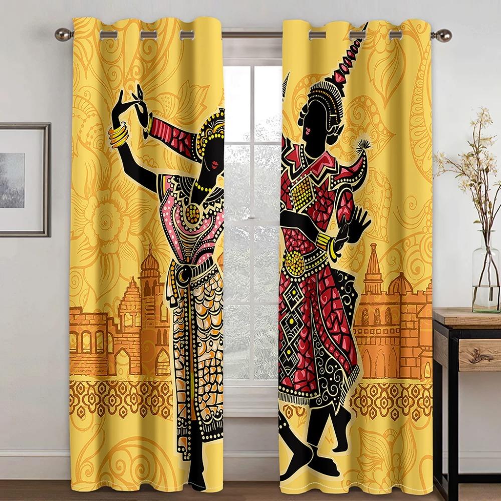 2 шт. бесшовные этнические узоры африканская ткань принт ацтекский дизайн Pod карман занавеска для гостиной спальни столовой кухни