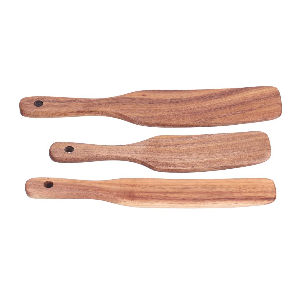 3Pcs Set Wooden Spurtles Set Slotted Spatula Kitchen Utensil for Stirring Mixing