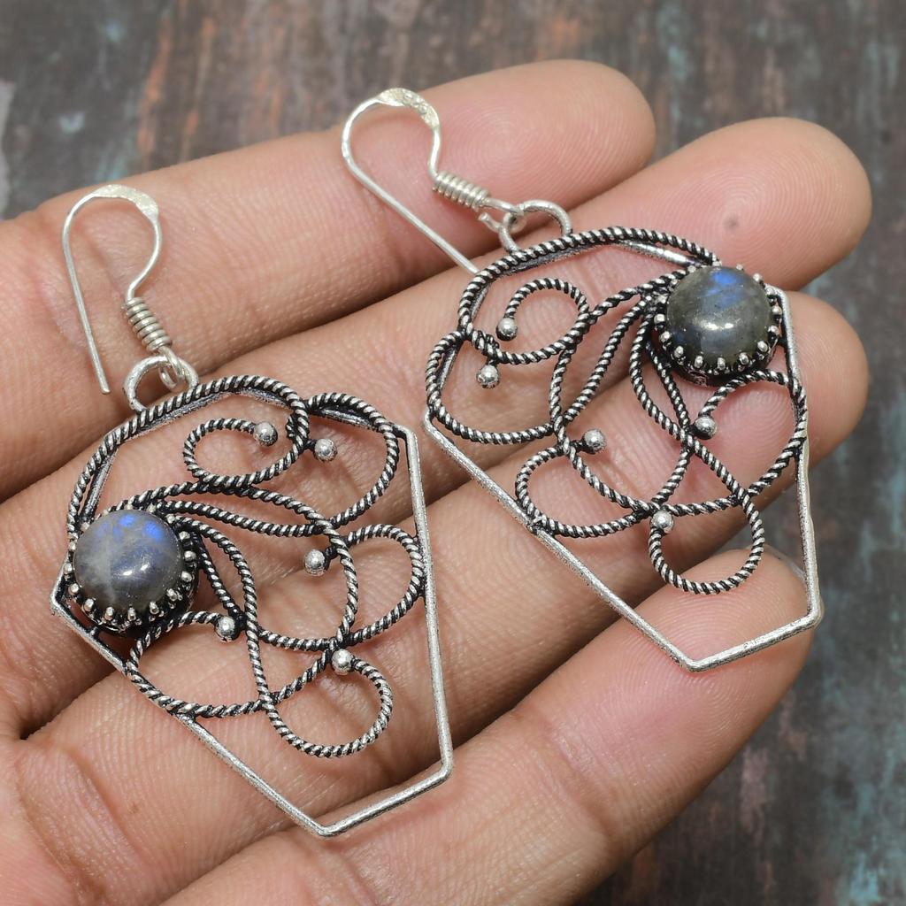 Драгоценный камень Лабрадорит, стерлинговое серебро 925 пробы, замечательные ювелирные серьги ручной работы