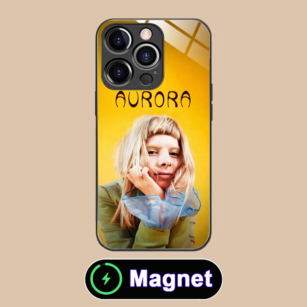 Aurora Aksnes Glass MagSafe Mobile Phone Case for iPhone 17 16 15 14 13 12 11 Air Pro Max Plus Mini Colorful Cover