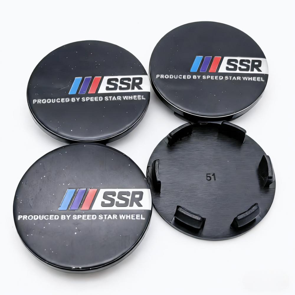4pcs 51mm 46mm SSR Logo Emblem Badge Car Wheel Center Caps Rim Hub Center Dust Cover Wheel Hubcaps Replace Car Accessrories