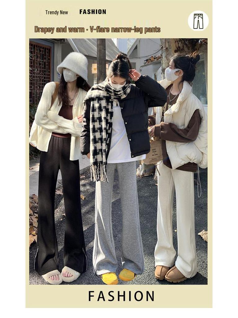 Женские утягивающие брюки для йоги с высокой посадкой и микроклешем, на флисовой подкладке, на молнии - Осенне-зимний тренд